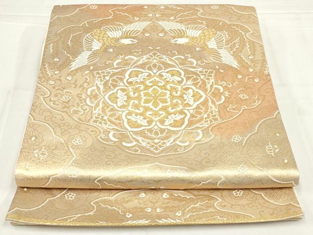 平和屋着物◎六通柄袋帯　更紗花鳥文　金糸　正絹　逸品　AABN1466ou