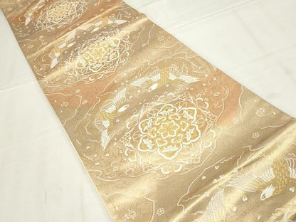 平和屋着物◎六通柄袋帯　更紗花鳥文　金糸　正絹　逸品　AABN1466ou