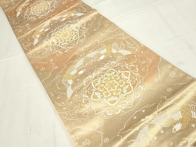 平和屋着物◎六通柄袋帯　更紗花鳥文　金糸　正絹　逸品　AABN1466ou