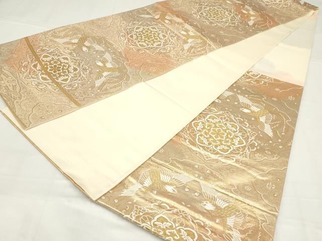 平和屋着物◎六通柄袋帯　更紗花鳥文　金糸　正絹　逸品　AABN1466ou