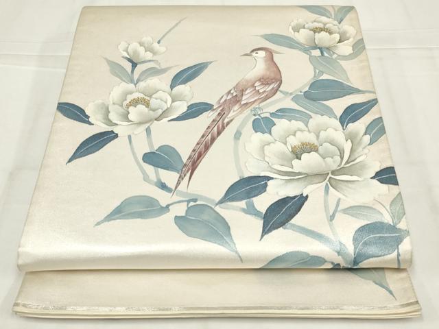 平和屋着物◎太鼓柄袋帯　作家物　花鳥文　金彩　正絹　逸品　AABN1468ou