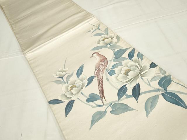 平和屋着物◎太鼓柄袋帯　作家物　花鳥文　金彩　正絹　逸品　AABN1468ou