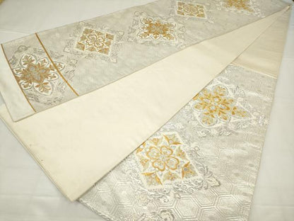 平和屋着物◎六通柄袋帯　花菱文　金銀糸　正絹　逸品　AABN1471ou
