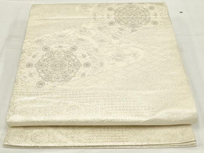 平和屋着物◎六通柄袋帯　流水更紗花文　銀糸　正絹　逸品　未使用　AABN1476ou