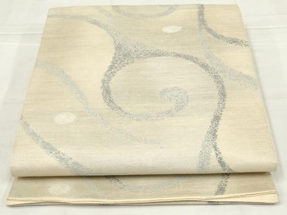平和屋着物◎六通柄袋帯　唐草文　銀糸　正絹　逸品　AABN1478ou