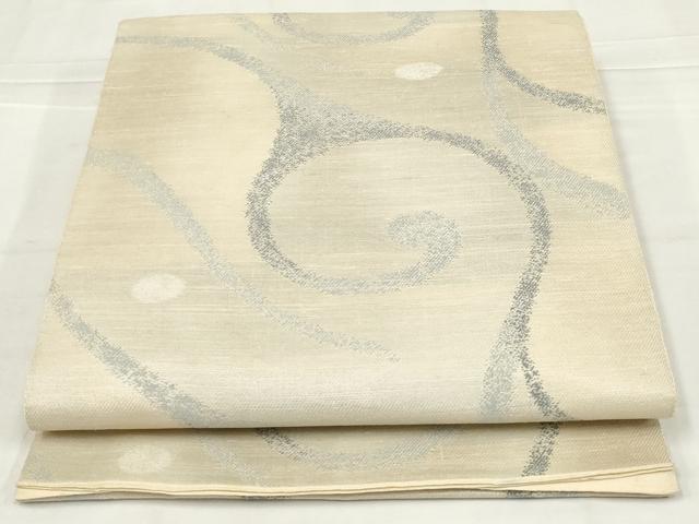平和屋着物◎六通柄袋帯　唐草文　銀糸　正絹　逸品　AABN1478ou