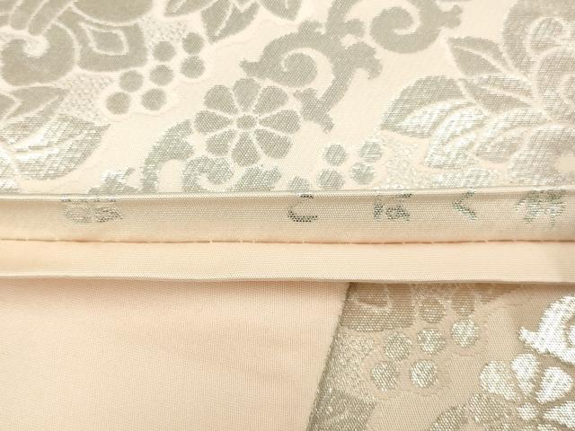 平和屋着物◎西陣　服部織物謹製　六通柄袋帯　こはく錦　正倉院花文　銀糸　正絹　逸品　AABN1479ou