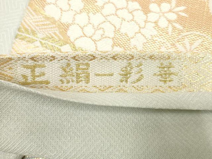 平和屋着物◎佐賀錦　六通柄袋帯　道長花文　金糸　正絹　逸品　AABN1480ou