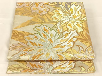 平和屋着物◎六通柄　本袋帯　草花文　金銀糸　正絹　逸品　AABN1498dk