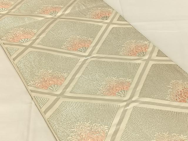 平和屋着物◎六通柄袋帯　唐織　花菱文　銀糸　正絹　逸品　AABN1499dk
