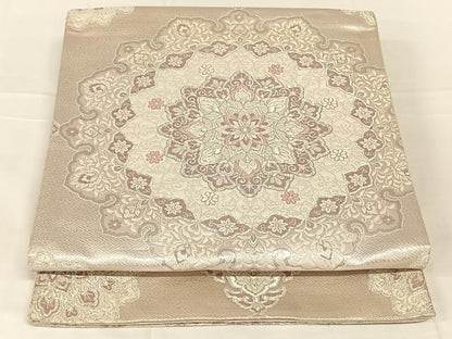 平和屋着物◎六通柄袋帯　慶長華文　銀糸　正絹　逸品　AABN1505dk