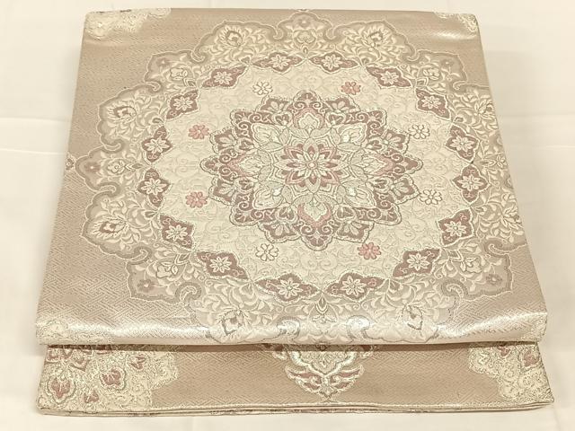 平和屋着物◎六通柄袋帯　慶長華文　銀糸　正絹　逸品　AABN1505dk