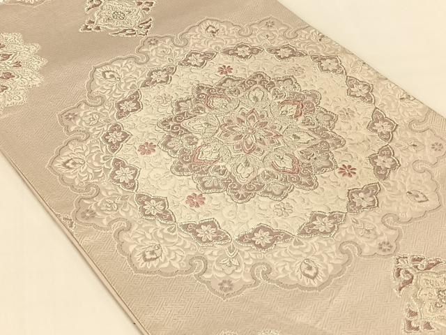 平和屋着物◎六通柄袋帯　慶長華文　銀糸　正絹　逸品　AABN1505dk
