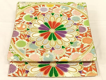 平和屋着物◎六通柄袋帯　唐織　花丸文　金銀糸　正絹　逸品　AABN1511dk