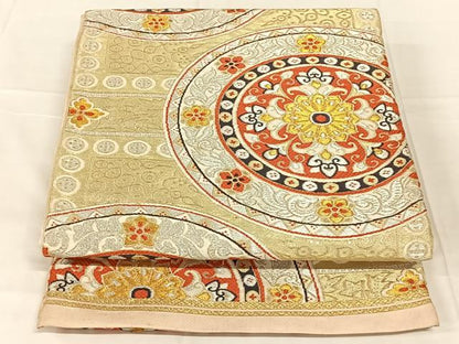 平和屋着物◎六通柄　本袋帯　唐織　花丸文　正絹　逸品　AABN1513dk