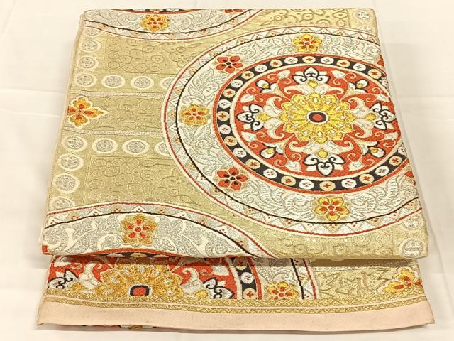 平和屋着物◎六通柄　本袋帯　唐織　花丸文　正絹　逸品　AABN1513dk