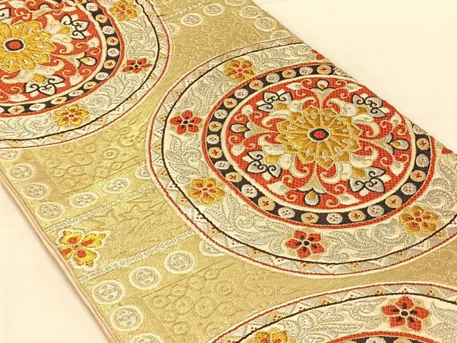 平和屋着物◎六通柄　本袋帯　唐織　花丸文　正絹　逸品　AABN1513dk