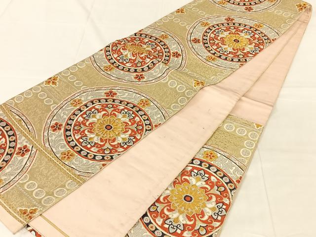 平和屋着物◎六通柄　本袋帯　唐織　花丸文　正絹　逸品　AABN1513dk
