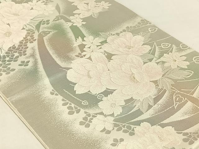 平和屋着物◎六通柄袋帯　唐織　舞花文　銀糸　正絹　逸品　AABN1514dk