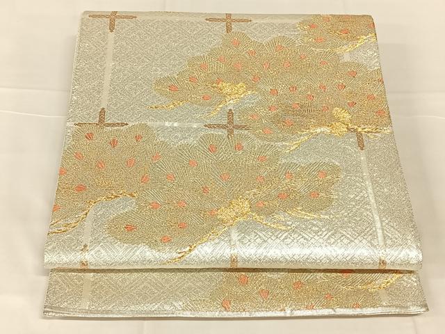 平和屋着物◎佐賀錦　六通柄袋帯　若松文　金糸　正絹　逸品　AABN1516dk