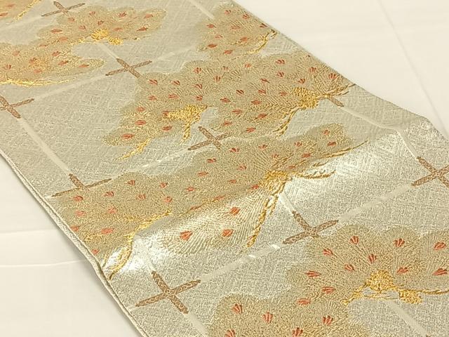 平和屋着物◎佐賀錦　六通柄袋帯　若松文　金糸　正絹　逸品　AABN1516dk