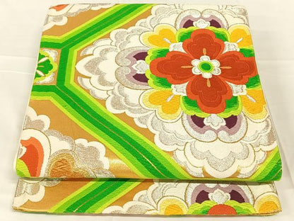 平和屋着物◎六通柄袋帯　唐織　蜀江花文　金銀糸　正絹　逸品　AABN1518dk