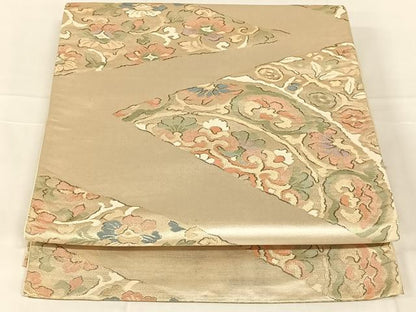 平和屋着物◎六通柄袋帯　更紗花唐草文　金糸　正絹　逸品　AABN1520dk