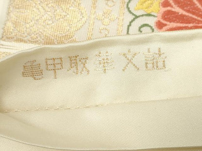 平和屋着物◎六通柄袋帯　唐織　亀甲取華文詰　金糸　正絹　逸品　AABN1521ou