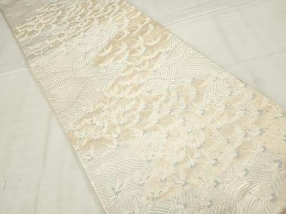 平和屋着物◎六通柄袋帯　唐織　飛鶴文　銀糸　正絹　逸品　AABN1523ou
