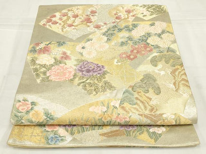 平和屋着物◎六通柄袋帯　唐織　地紙花文　金銀糸　正絹　逸品　AABN1525ou