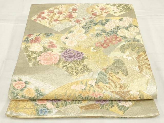 平和屋着物◎六通柄袋帯　唐織　地紙花文　金銀糸　正絹　逸品　AABN1525ou