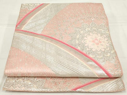 平和屋着物◎六通柄袋帯　唐織　更紗花文　銀糸　正絹　逸品　AABN1535ou