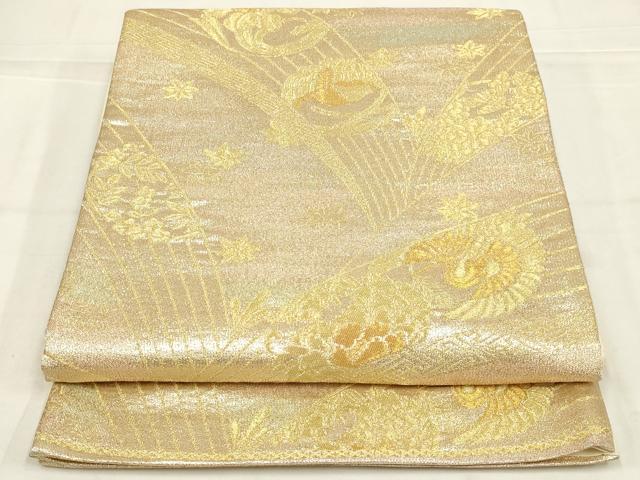 平和屋着物◎六通柄袋帯　花鳥文　金糸　正絹　逸品　AABN1545ou