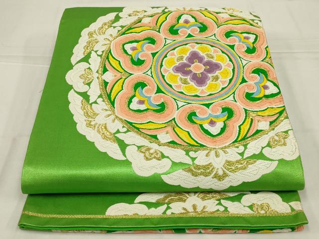 平和屋着物◎六通柄袋帯　唐織　正倉院花文　金糸　正絹　逸品　AABN1554ou
