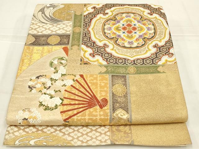 平和屋着物◎六通柄袋帯　法隆寺天井文　金銀糸　正絹　逸品　AABN1558ou