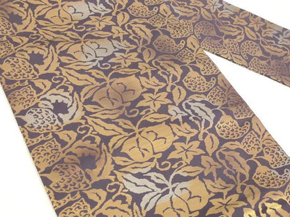 平和屋着物◎九寸名古屋帯　唐草文　金銀糸　正絹　逸品　AABN1559ou