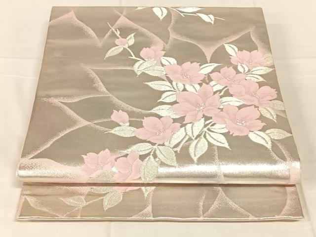平和屋着物◎六通柄袋帯　枝花文　やまとオリジナル　銀糸　正絹　逸品　AABN1562dk