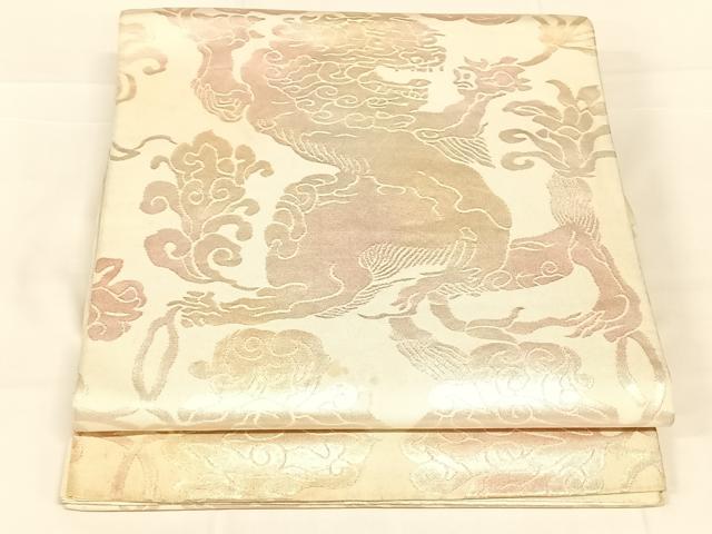 平和屋着物◎六通柄袋帯　鳥獣花文　金糸　正絹　逸品　AABN1567dk