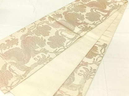 平和屋着物◎六通柄袋帯　鳥獣花文　金糸　正絹　逸品　AABN1567dk