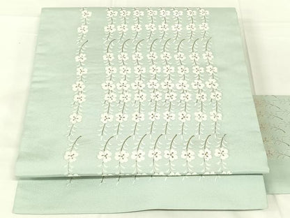 平和屋着物◎九寸名古屋帯　枝花文　金糸　正絹　逸品　AABN1578dk