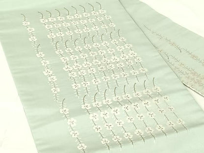 平和屋着物◎九寸名古屋帯　枝花文　金糸　正絹　逸品　AABN1578dk