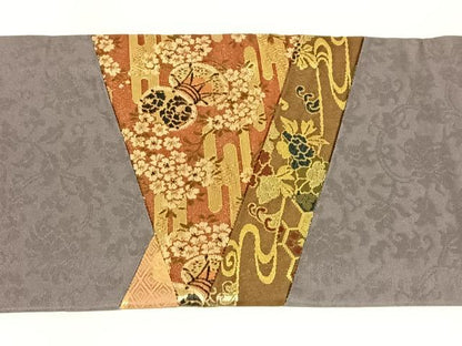 平和屋着物◎九寸名古屋帯　切嵌　金糸　正絹　逸品　AABN1579dk