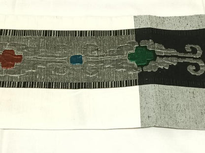 平和屋着物◎九寸名古屋帯　紬地　花鳥文　正絹　逸品　AABN1583dk