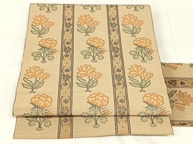 平和屋着物◎八寸名古屋帯　花間道　正絹　逸品　AABN1591dk