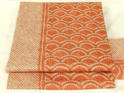 平和屋着物◎九寸名古屋帯　総絞り　青海波　正絹　逸品　AABN1592dk
