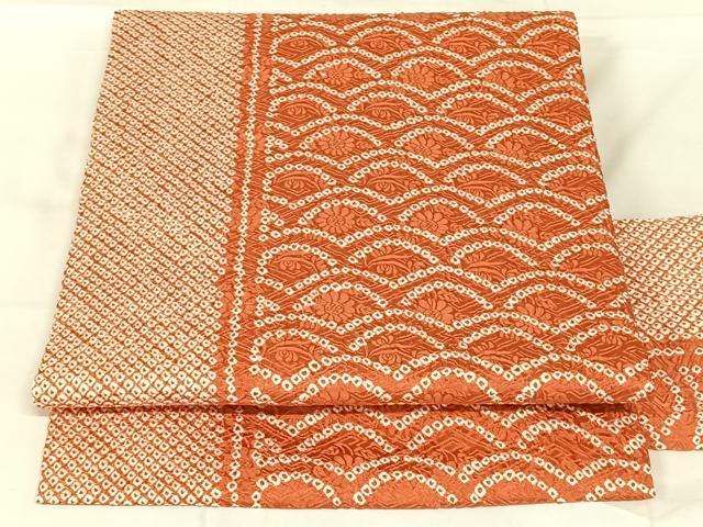 平和屋着物◎九寸名古屋帯　総絞り　青海波　正絹　逸品　AABN1592dk