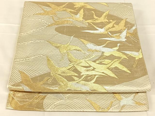 平和屋着物◎六通柄　本袋帯　群れ鶴　金銀糸　正絹　逸品　AABN1594dk