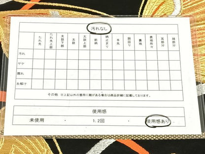平和屋着物◎六通柄袋帯　舞蝶文　黒地　金銀糸　正絹　逸品　AABN1597dk