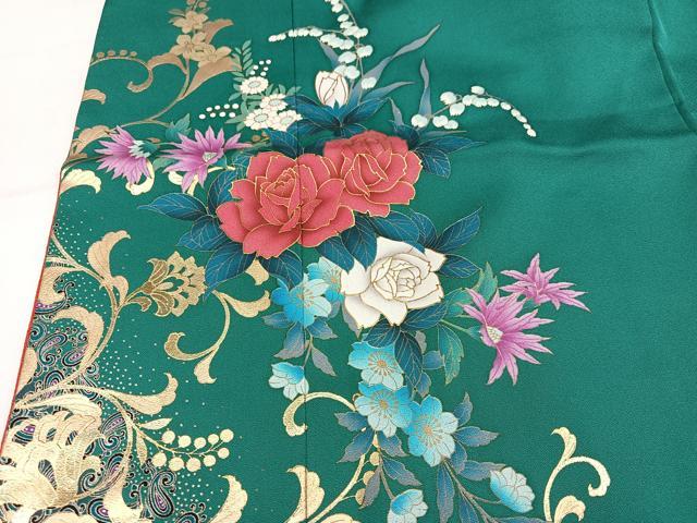 平和屋着物●豪華振袖　更紗花唐草文　金彩　正絹　逸品　AABN1606ph