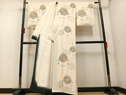 平和屋着物●訪問着　双蝶吉祥文　正絹　逸品　AABN1608ph